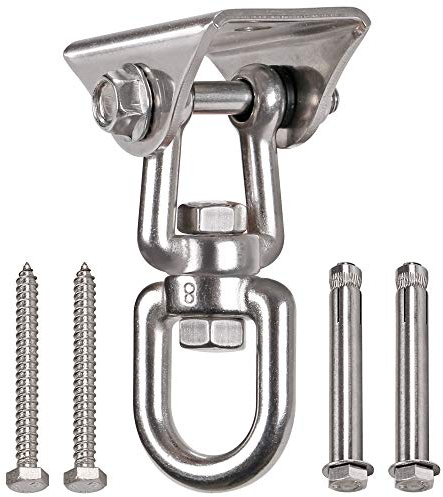 WAREMAID Heavy Duty 360° Swivel Hanger, Stainless Steel Swing Hook for Ceiling Wooden Porch Swing Hanging Kit, Playground Gym Rope Boxing Bag Hammock Chair Yoga Mount,450kg