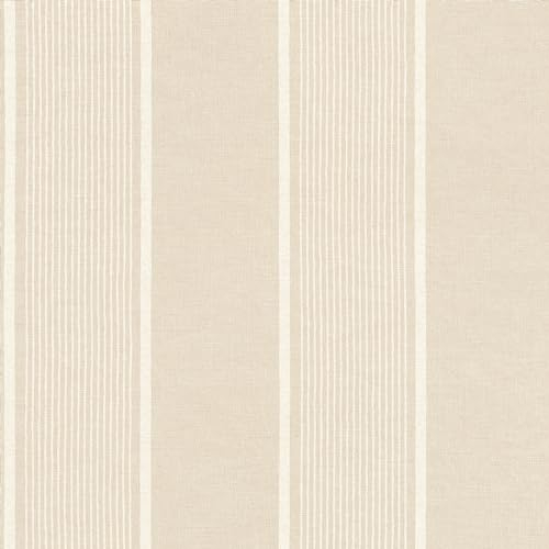 Rasch Tapete 463910 - Vliestapete mit Steifen in Beige und Weiß auf Leinenoptik - Kollektion: Country Charme
