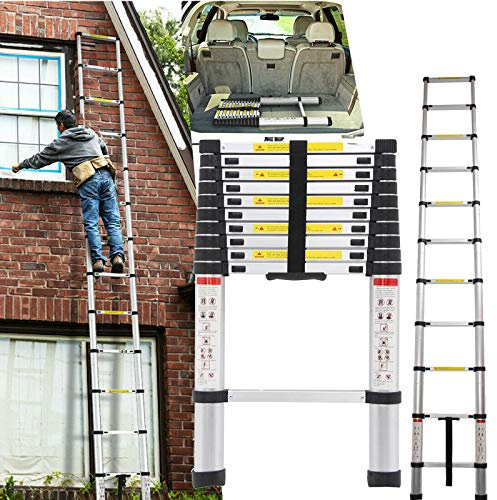 Aluleiter Ausziehbar 3,2m Mehrzweckleiter Teleskopleiter Klappleiter Stehleiter Aluminiumleiter für Dachdekoration Kletterdach Dach Business RV Outdoor-Arbeit 150 kg Belastbarkeit
