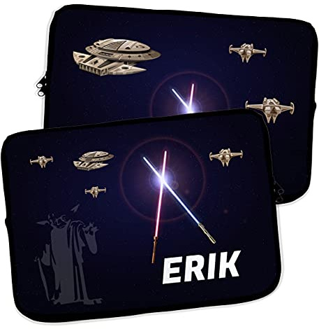 Housse pour Ordinateur Portable et Tablette. Personnalisé avec Nom. Pochette Ordinateur 13 Pouces. Néoprène. Pochette Sacoche pour Chromebook Ultrabook Netbook Tablette. Star Wars