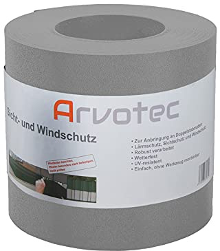 Arvotec Sichtschutz, 25 Meter - Steingrau - zur Anbringung an Doppelstabmatten - Lärm-, Sicht- & Windschutz - einfache Montage, ohne Werkzeug - 1,1 mm Stärke statt der üblichen 1,0 mm