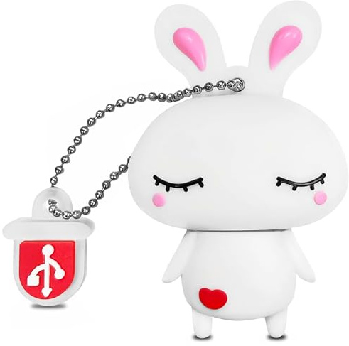 Cute USB Flash Drive Cartoon Rabbit-Shaped 32GB, BorlterClamp Novelty Memory Stick Funny USB Drive Thumb Drive for Data Storage