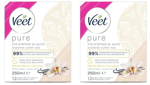 Veet Pot de cire orientale chaude, formule douce aux huiles essentielles - Lot de 2 x 250 ml