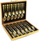 KAHEIGN 24 Pièces Argenterie D'or, Couverts en Acier Inoxydable Forgés à L'or, 6 x Couteau de Table, 6 x Cuillères à Dîner, 6 x Fourchette à Dîner, 6 Cuillères à Café, Vaisselle Polie pour Noël Fête
