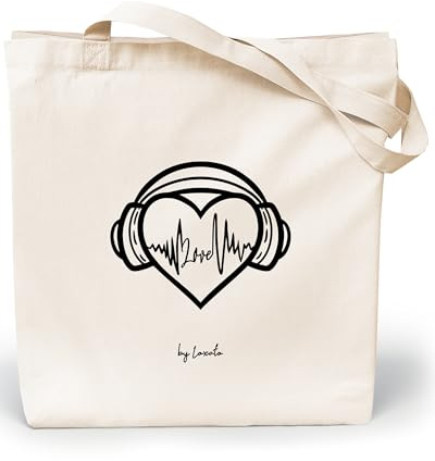 Loxato Tote Bag Femme - Sac Cabas Original en Toile Coton - Fourre-Tout | Coton 100%, Grand 35 x 42 x 8 cm, Réutilisable, Sac en Toile, Unisexe