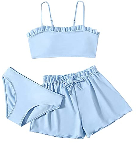 MNSWR Swimwear Fille Maillot De Bain 2 Pièces Imprimé Fruits Fille,Tankini Bikini Haut Top De Bain Et Tutu Girl's Team Swimsuit Challenge Solid Une-pièce Fille Maillot Foot Italie Enfant 14-16 Ans