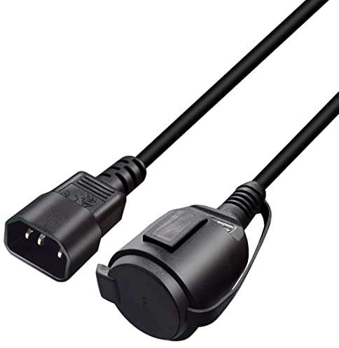 RIIEYOCA Netz Adapter Kabel,Netzadapterkabel für USV-Stecker C14 Stecker auf CEE7 Buchse,IEC 320 C14 Stecker auf Europa Schuko Buchse Adapterkabel mit Schutzkappe, Schwarz, 3m