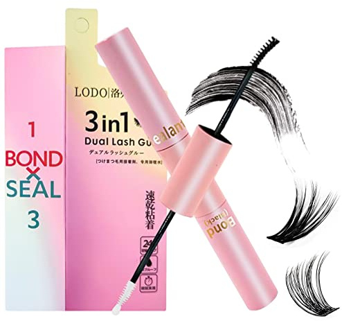 Lash Bond and Seal | Seal and Bond Eyelash Adhesive - Ögonfranslimmascara med dubbla ändar för kvinnor och flickor, långvar franslim för klusterögonfransmakeup Qihuyi