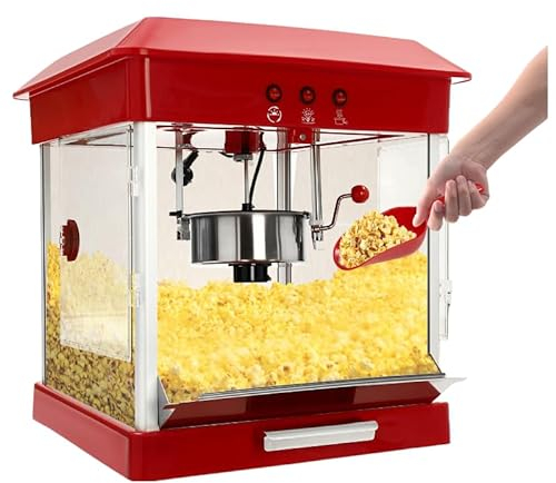 InSyoForeverEC Máquina de palomitas de maíz, 800 W, profesional, comercial, de acero inoxidable, grande, retro, con 3 cucharas