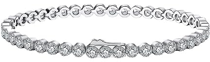 Mesnt Ketten Armband Damen, 925 Sterling Silber 3mm Rundes Tennis-Kettenarmband 16.5cm für Damen Silber