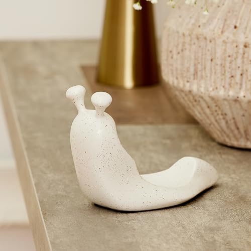 Luminara Candlestick Holder White Speckled Ceramic Snail, 5.7 x 3.8 Design, Holds the Luminara Chalky Sphere Compatible, Safe Decorative Home