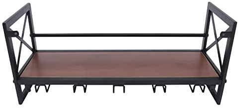 Donened Wall Mounted Wine Rack with Glass Holder, Industrial Wall Bottle Holder for Homes, Bars, Cafes etc