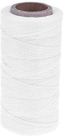 SagaSave 150D Leder Wachsfaden, 1mm x 270m Leder Faden Ledernähgarn Garn, Ledergarn Gewachst für Lederhandwerk Buchbinden (Weiß)