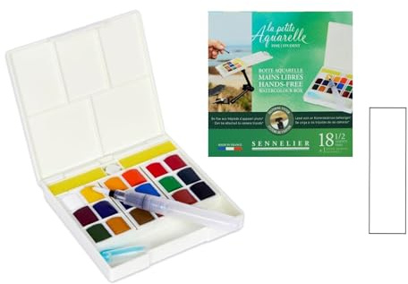 Sennelier boîtes Aquarelle Mains Libres.18 Demi-Godets + 1 Pinceau et 1 Carte