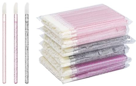 ANNAFRIS 300 Stück Lippenpinsel Make-Up Lippenstift Lippenbürste Applikator Concealer Wimpern Stäb (Lip Brush-B Crystal)