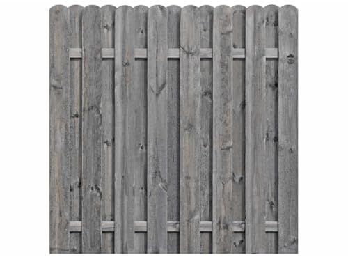 Woodtex Sichtschutzzaun Gartenzaun Kieferholz Kesseldruckimprägniert|Bohlen Zaun KDI Grau|180x180x4,5cm|ideal für Garten und Terrassen