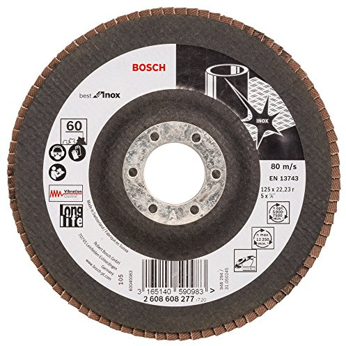 Bosch Faecherschleifscheibe X581 Best for Inox 125mm Korn 60, 1 Stk. (Packung mit 10)
