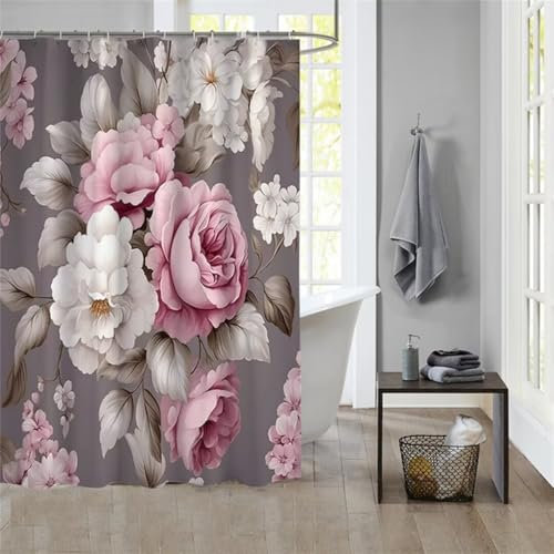 Duschvorhang PeachShower Curtain Curtains, Duschvorhänge Duschrollo 180x180cm Duschvorhang Mit Gewicht Badewanne, Duschrollo, Badewanne Duschvorhang Textil Stoff Waschbar Bad Vorhang Badevorhang 973