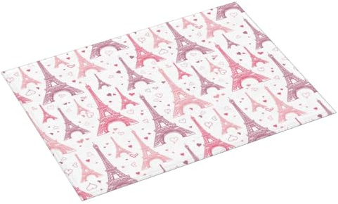 Alfombrilla de secado grande para encimera de cocina, 45,7 x 60,9 cm, absorbente de color rosa Torre Eiffel, alfombrilla de secado de microfibra con anilla para colgar