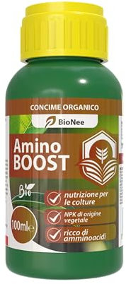 Amino BOOST, Concime Organico NPK per Colture Biologiche, Concime Biologico per uso fogliare e radicale 100 ml