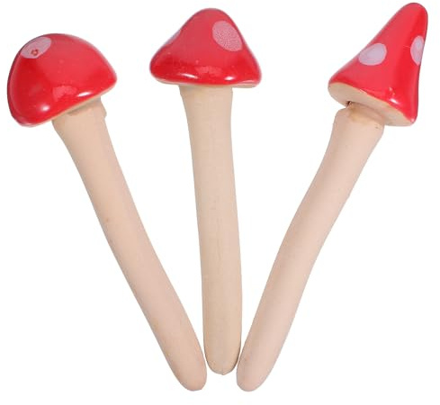 Drei Stück Keramik Pilz Gartenfigur als Dekorative Ornament für Terrasse | Rot, Natürliche Gestaltung mit Feinen Details, Szene Dekoration für Haus und Patio, 3 Stück