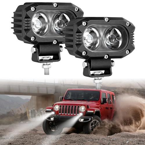 DREAMIZER LED Scheinwerfer 12V Arbeitsscheinwerfer Zusatzscheinwerfer Motorrad Auto 4 Zoll 48W 8000 Lumen Scheinwerfer IP68 Rückfahrscheinwerfer für SUV Offroad Motorräder LKW ATV UTV, 2 stück