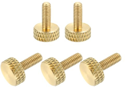 QUARKZMAN Messing gerändelte Daumenschrauben M3x8mm Griffschrauben 5 Stück | Griffbolzenknöpfe Befestigungselemente aus massivem mit gerändelten Daumenschraubenknöpfen für Elektronik Mechanik