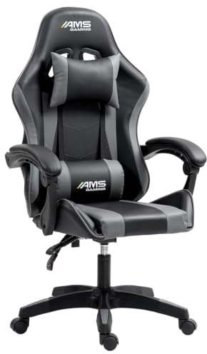 Sedia Gaming da Ufficio, Tessuto a Rete, Schienale Reclinabile 155°, Nero e Rosso, Portata 130 kg