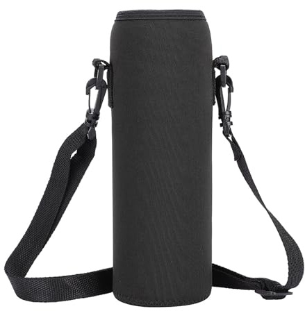 KooingTech Bolsa de soporte térmico para botella de agua, funda térmica para botella de agua con correa, funda a prueba de escala con correa, bolsa térmica para botellas (negro)