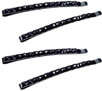 4 schwarze Strass-Haarspangen, glänzende Haarnadel, Kristall-Diamant-Haarnadel, glitzernde Haardekoration für Frauen, Haarspange, Metall-Haarspange, Haarnadeln, Haar-Zubehör