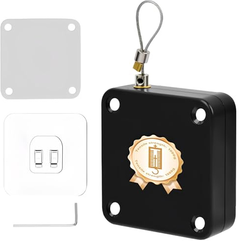 Cierrapuertas Automático Negro No Requiere Taladrar, Fuerza Tracción 1000G | 1,2m Cierra Puertas Automática Cerradura Ajustable Funda Metálica Antidesgaste, para Puertas Habitaciones