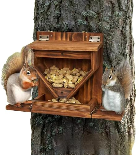 laxreheye Mangiatoie Per Scoiattoli Da Esterno, Casa in Legno Resistente alle Intemperie, Mangiatoia Per Scoiattoli Con Pannocchia Di Mais Montabile Su Albero, Piccoli Animali Selvatici Cibo Mais