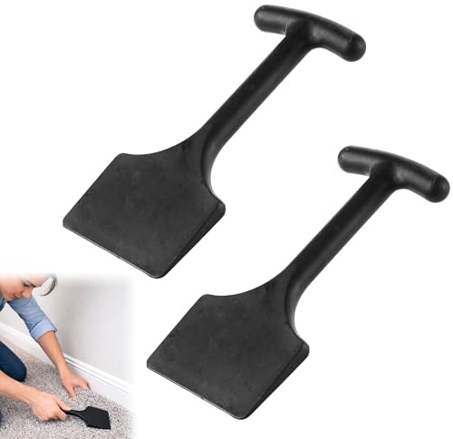 Scalpello in plastica per moquette, 2 pezzi, colore nero, con bordo largo, pratico strumento di sostegno per tappeti, aste in nylon per la riparazione di cuciture (20 x 10 cm)