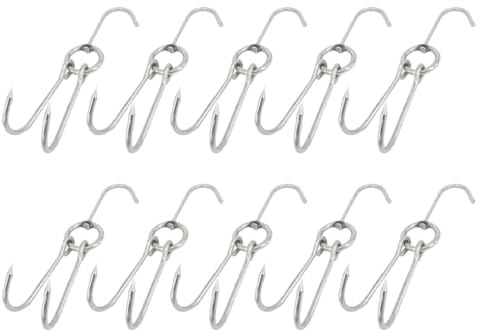 HOMSFOU 10 Ganci in Acciaio Inox per Appendere Carne e Pollame, Ganci Creativi per Agnello Arrosto e Barbecue, Set da 10 Pezzi Antiruggine per Negozi di Pancetta e Grigliate Domestiche