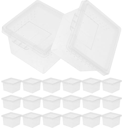 Outanaya 20pcs Small Insect Observation Terrarium Boxes 6.5x6.5x4.5cm Insect Habitat Feed Containers Suitable for Spiders, Tarantulas, Geckos, and Small Reptiles