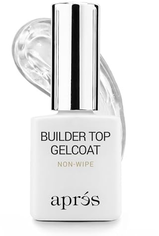 Aprés Builder Top Gelcoat 15mL | High-Gloss Non-Wipe, HEMA & TPO-Free Self-Leveling Builder Gel for Gel-X, Smooths, Strengthens & Seals Nail Art