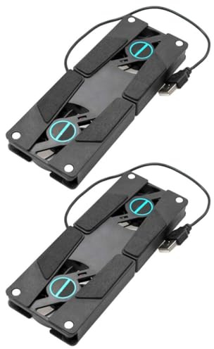 Supporto Ventilato per Laptop Doppia Ventola, Abs Nero | Usb, Pieghevole e Facile da Riporre, 2 Pezzi, Atmosfera Estiva, Accessori di Raffreddamento