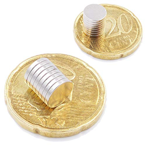 Brudazon | 100 Scheiben-Magnete 7x1mm | N52 Güteklasse - Neodym-Magnete | Ideal für Modellbau, Foto, Whiteboard, Werkstatt, Kühlschrank | Magnetscheibe