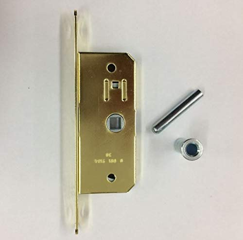 Kit duetto Serratura Agb da infilare per porte pieghevoli a libro. Colore ottone lucido verniciato entrata mm.30 frontale 16x168.