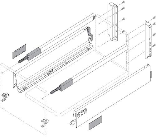 Blum Tandembox antaro D-Reling Schubladenschienen-Set | 1 Paar, 30kg 270mm | Vollauszug Blumotion, grau