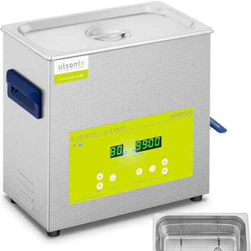 ulsonix Ultrasonic Cleaner Ultrasonic Bath Cleaning Machine LED Degas Function 6.5L 180W PROCLEAN 6.5S (Stainless Steel, 3 Ultrasonic Transducers, 0-80°C)