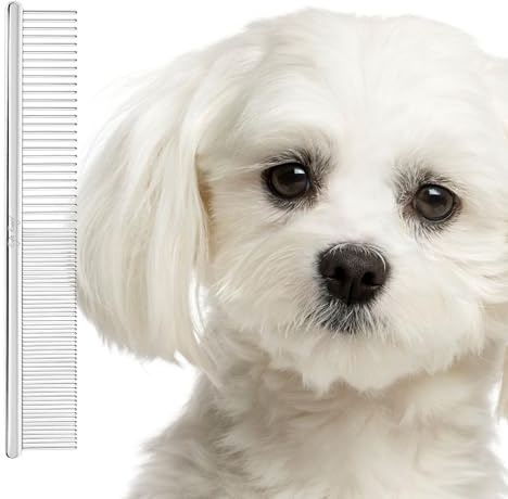 Eye Envy Tear Stain Remover Comb for Dogs and Cats. Fine/Coarse with 80 Rounded Pins. Gently Remove Crusty Eye Debris, Gunk and Boogers. Face and Feet Comb. Remove Tangles