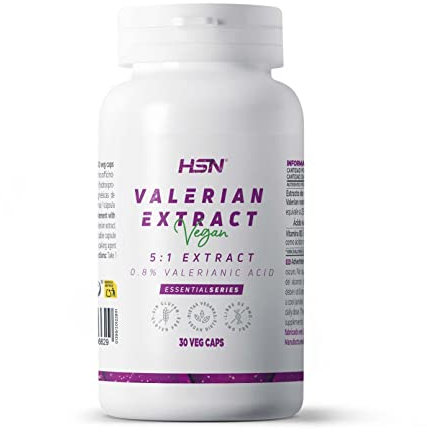 HSN Extracto de Valeriana 500mg | 30 Cápsulas Vegetales | 2500mg Raíz de Valeriana officinalis (0,8% ácido valeriánico) por Dosis Diaria | No-GMO, Vegano, Sin Gluten