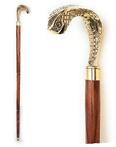 Walking Cane - Handmade, Wooden, Ergonomic- Stylish Canes for Men, Cane for Women - Walking Sticks for Seniors, Elderly Unique Gift, Wood (Cobra Snake Polish)