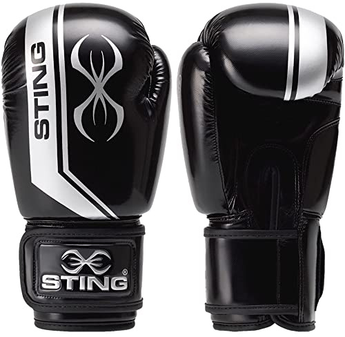 STING Armalite Boxing Gloves for Men & Women - Pro-Grade Tech Gear with Hi Flow Core - Ideal for Boxing, MMA & Muay Thai - 12 Oz, Black/Silver - Men & Women