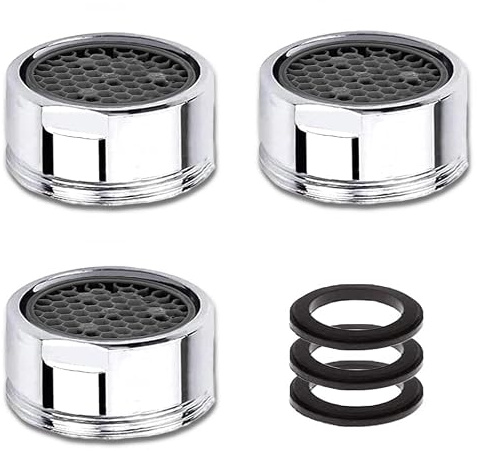 3 Stück Strahlregler M18, Wasserhahn Sieb, Mischdüse mit Edelstahlfilter inkl., Wasserhahn Aufsatz Strahlregler(18mm Außengewinde)
