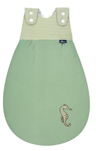 Alvi Baby-Mäxchen Außensack, Schlafsack mitwachsend, Baumwoll Schlafsack mit Strampelfreiheit, Babyschlafsack, Ganzjahresschlafsack (GOTS Seahorse, 80/86)