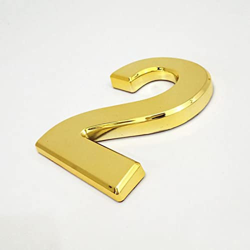 Targhetta autoadesiva 3D con numeri da 0 a 9, 10 cm, in ABS, dorata, moderna, per porta, hotel, indirizzo, numeri adesivi da parete, per interni ed esterni, hotel, appartamenti, cassette postali (2)