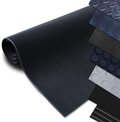 Nova Forma Gummiläufer Meterware TRAK MINI - 100 x 250 cm - Schwarz 3mm | Rutschhemmende Gummimatte mit Feinriefen-Struktur für Werkstatt, Gewerbe, Haushalt und Eingangsbereiche - strapazierfähig