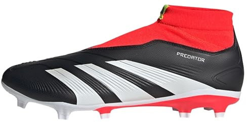 adidas Predator League Laceless Firm Ground Football Boots, Botas de fútbol Unisex Adulto, Core Black/Cloud White/Solar Red, 42 EU
